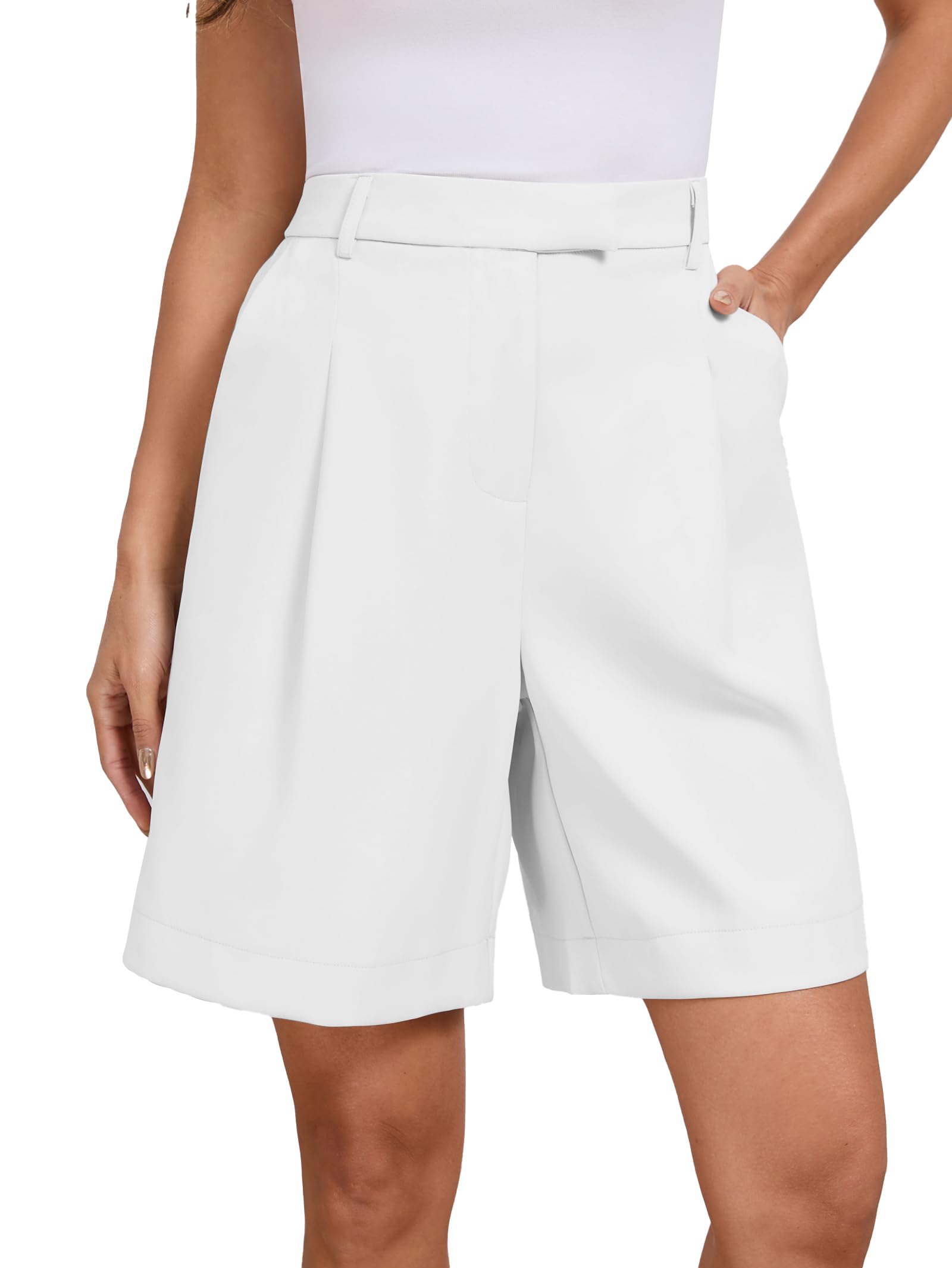 Famulily Damen Sommer Lange Shorts Lässig Weites Bein Heiße Hose Elastische Taille Anzug Shorts mit Taschen S-XXL