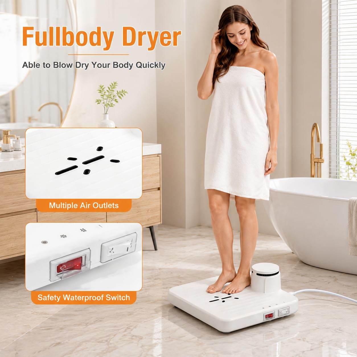 Sèche-linge intelligent avec capteur automatique, moteur 15 000 tr/min, air chaud et froid