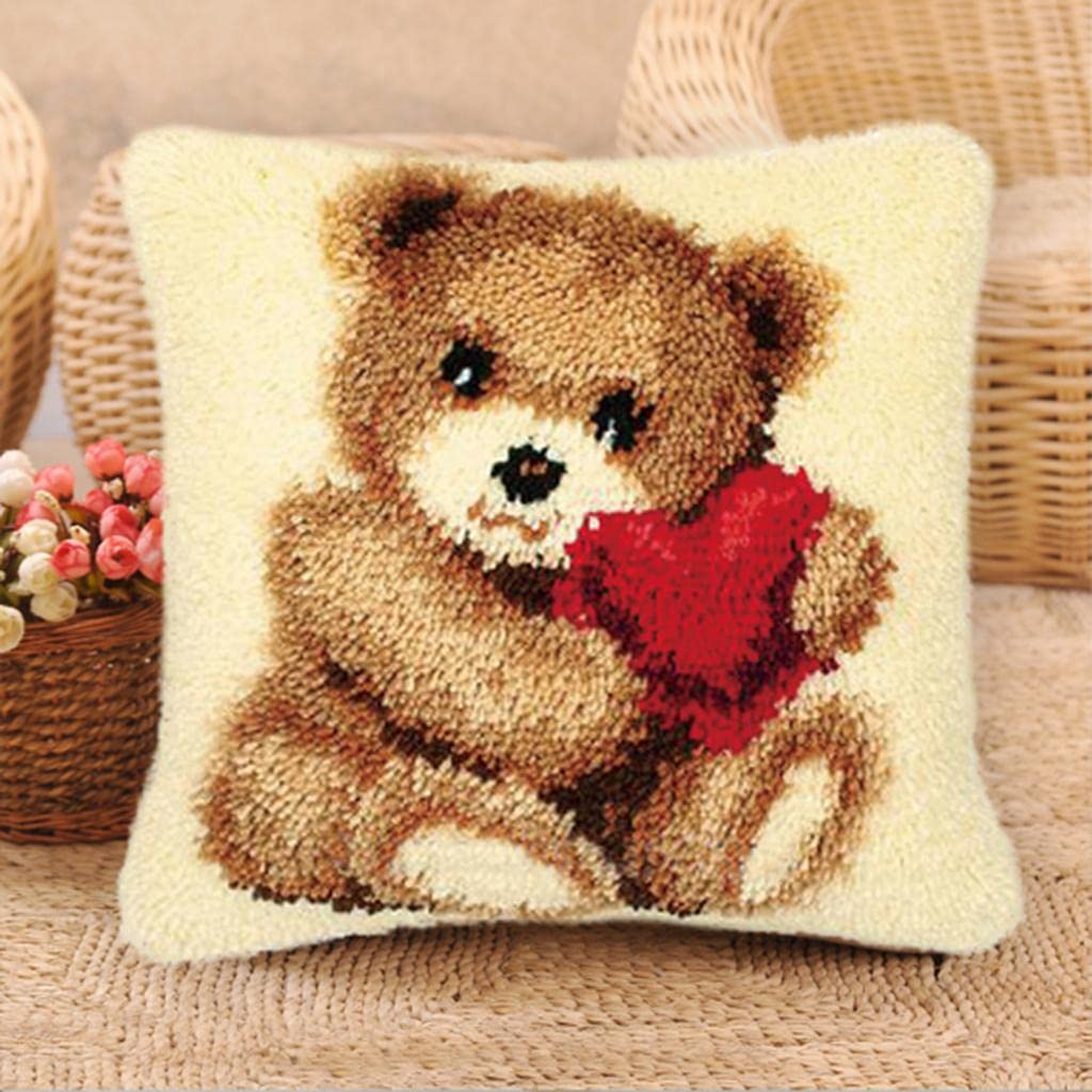 CALANDIS™ Latch Hook Kits for DIY Pillow Cover Sofa Cushion Cover 43x43cm Bear | Latch Hooking Kits | Latch Hooking | Rug Making-picture-21