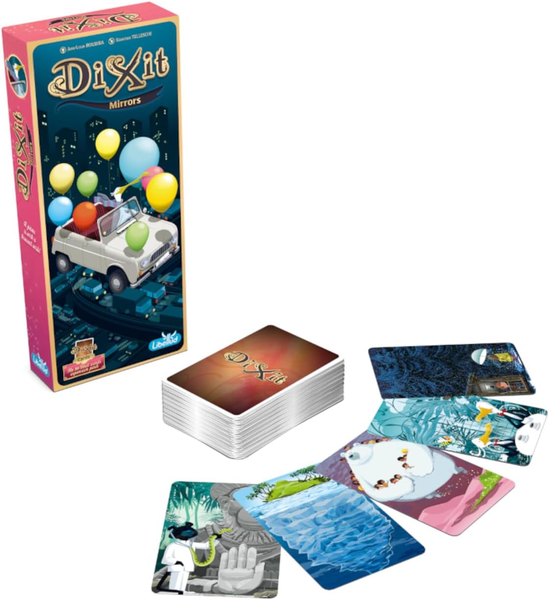Dixit Mirrors Board Game Expansion - Unveil a Fantastical Reflection of Society! Creative Storytelling Game, Family Game for Kids & Adults, Ages 8+, 3-6 Players, 30 Min Playtime, Made by Libellud