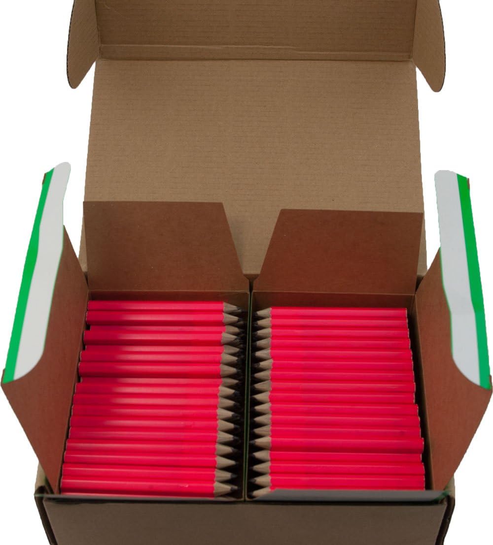 Half Pencils Sharpened Hex (No Eraser) (Golf Pencils, Pew Pencil, Score Pencil, Short Pencil) (Neon Pink)(Bulk Box of 288)