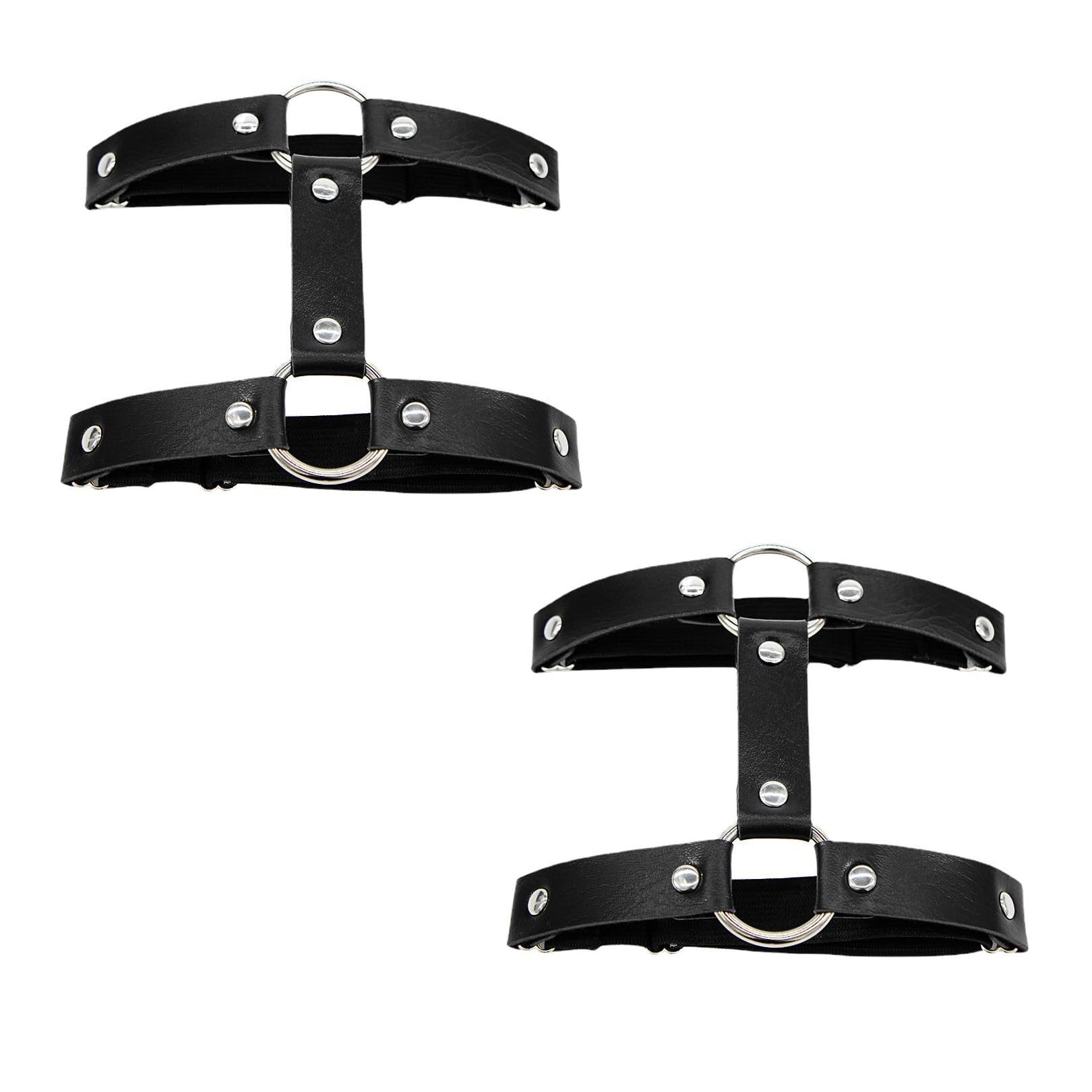 Pryon Unisex Black 2 Pcs Garter Belt, Adjustable Women's Leg Suspenders Anti-Slip Clip Elastic Legs Belts Clothing Accessories Sexy Suspender Garters Harness Straps For Thigh-High Socks,For Lingerie Or Cosplay