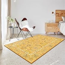 DJHWWD Hogar Decoracion Alfombra Suelo Moqueta En El Suelo De La Sala De Estudio con Motivos Florales Botánicos De Color Amarillo Intenso De Varios Tamaños 100X200Cm Alfombras para Terrazas Amarillo