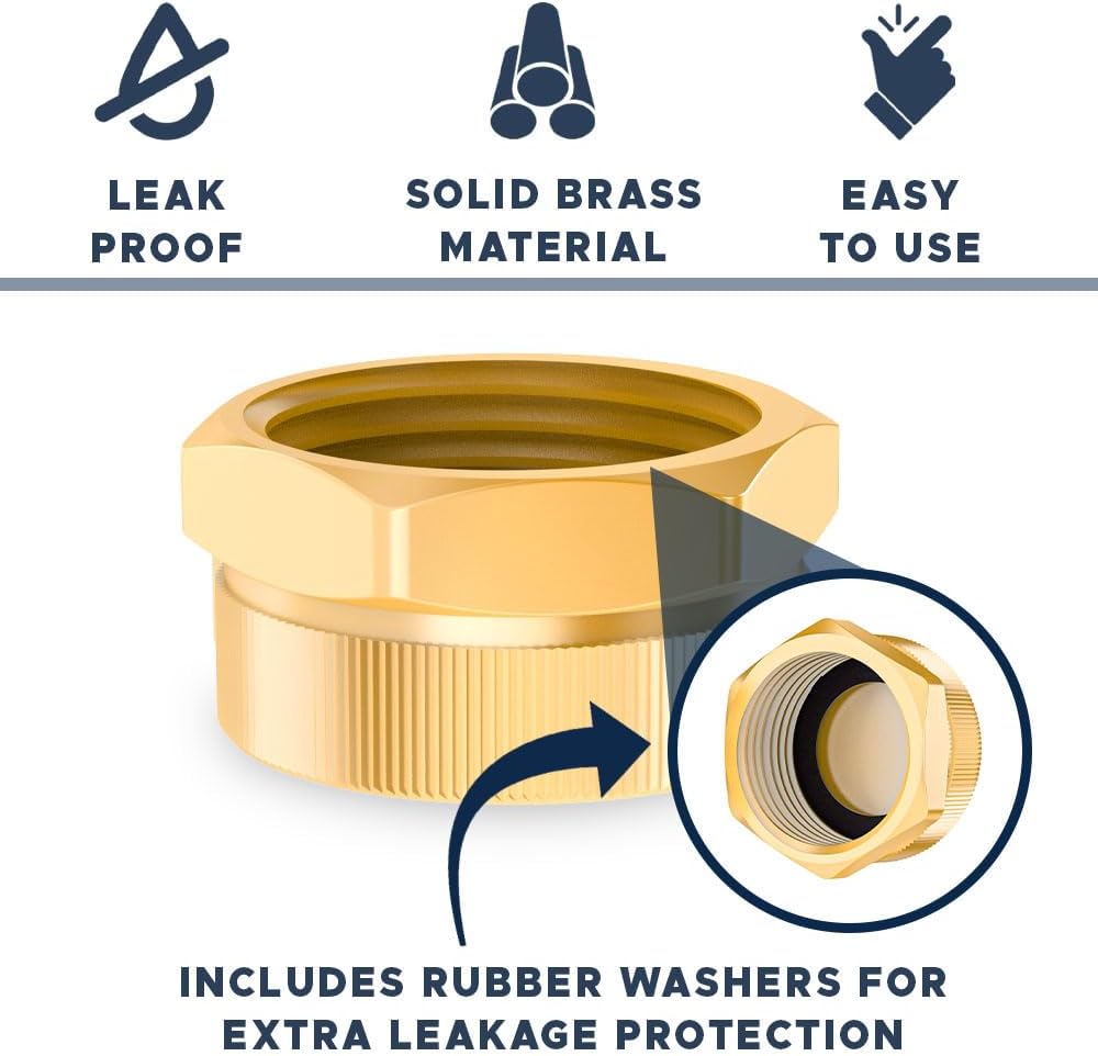 Morvat 4 Pack Brass Garden Hose Kink Protector, Standard 3/4'' Threading, Includes 8 Rubber Washers and Tape PLUS 4 Pack Outdoor Faucet Hose Cap, 3/4" Threading, Includes 8 Extra Rubber Washers