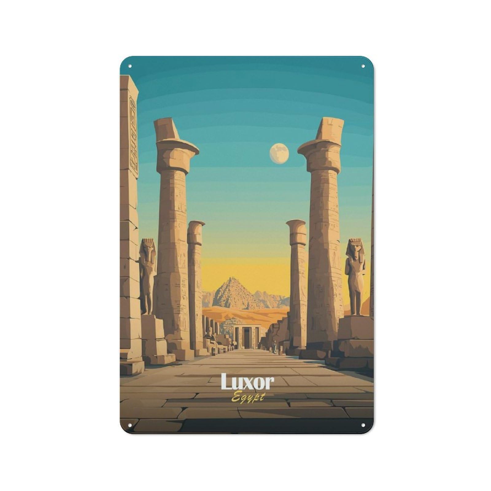 Junmoney Style-5 Vintage Tin Sign 30X20cm With Luxor Egypt Travel (2) For Man Cave Or Games Room, For Winter Room Styling In Man Cave And Games Room