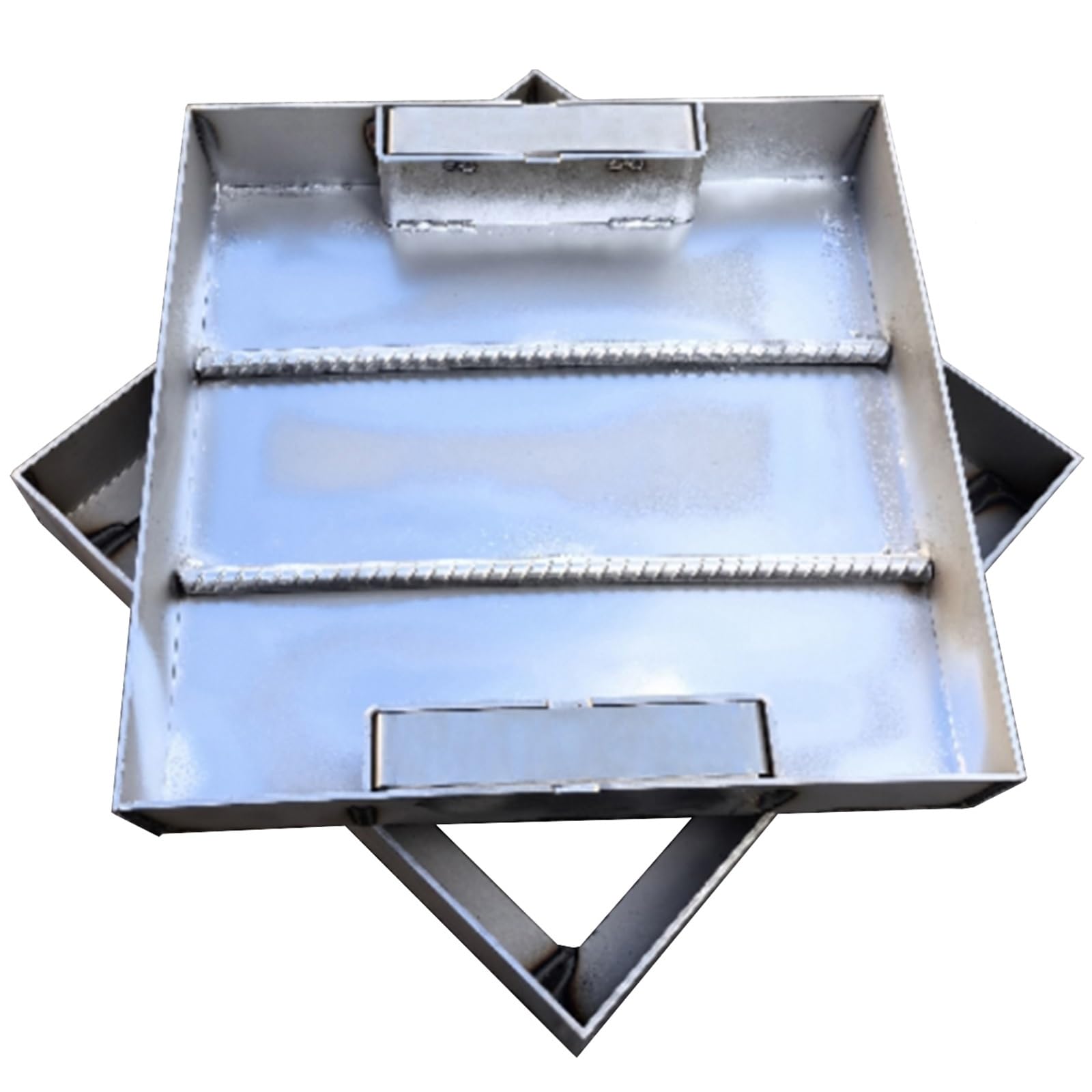 Recessed Manhole Cover and Frame, Stainless Steel Inspection Chamber Lid with 2 Retractable Handles, Invisible Septic Tank Covers for Yard / Residential Area/ Commercial Zone(40x40cm/15.7