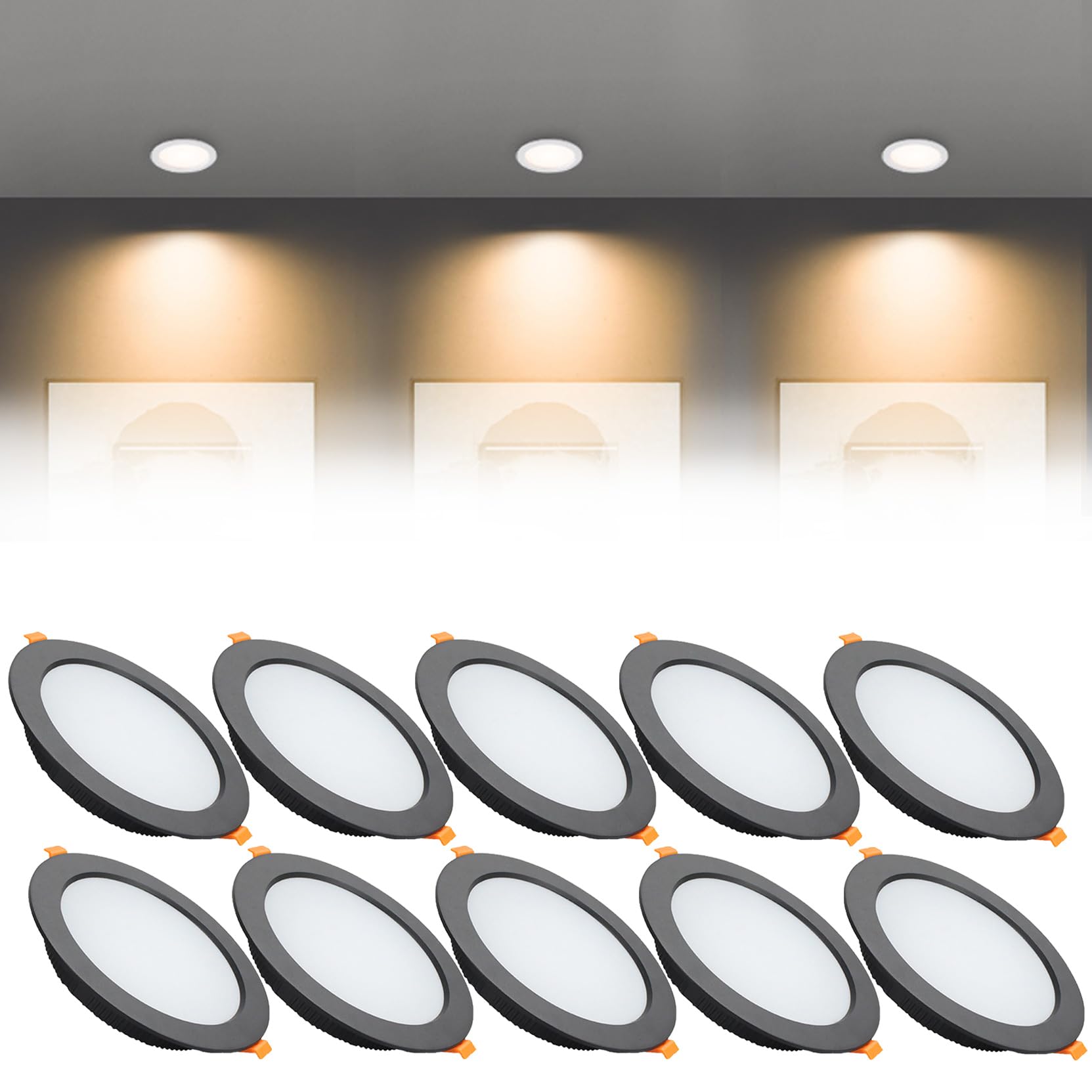 Syibelters 21W LED Recessed Ceiling Lights 180mm Warm White 3000K 21W 240LM, Cut Φ160-170mm, AC110-240V Ultra Slim Downlights, LED Panel Light for Living Room Hallway, 10 Pack