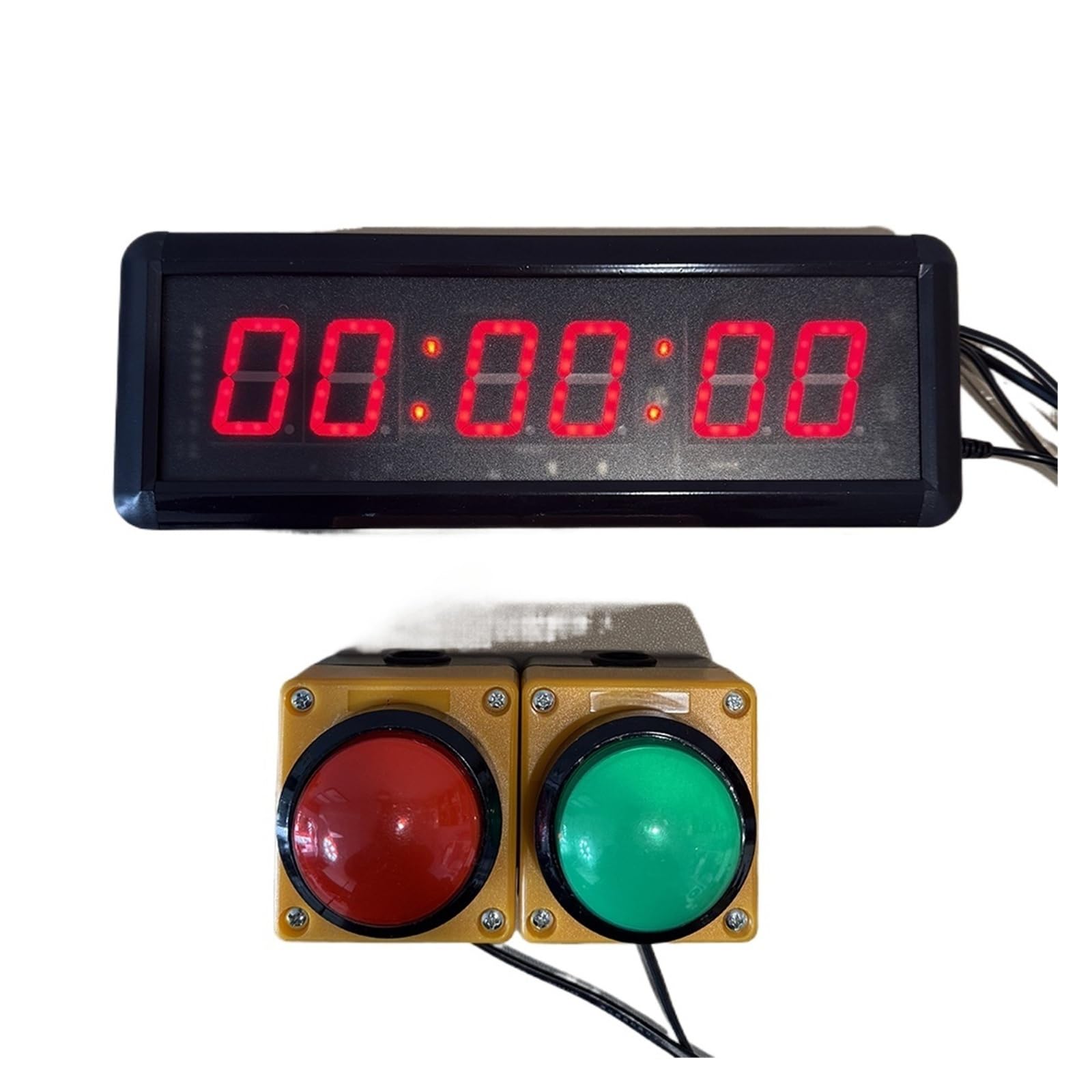 Cronómetro con cuenta regresiva LED, con botón, cable de 2 m, botón de reinicio, temporizador escolar con control remoto. Uso en múltiples escenarios(6CM small button)