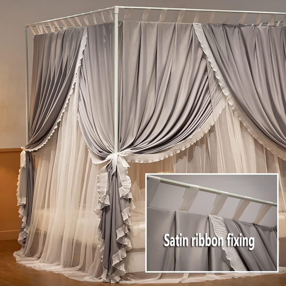 Betthimmel Moskitonetz mit Metallstütze, moderner dekorativer Bettvorhang für den ganzjährigen Gebrauch, ideal für Schlafzimmer, einfache Installation