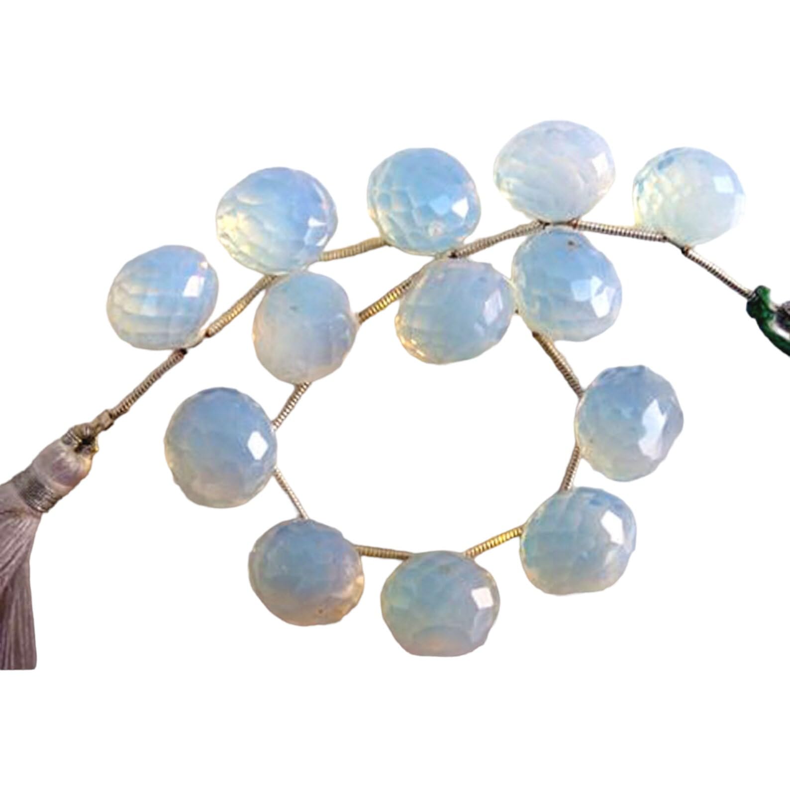 Perles Opalite oignon à facettes 12-13mm pour création de bijoux