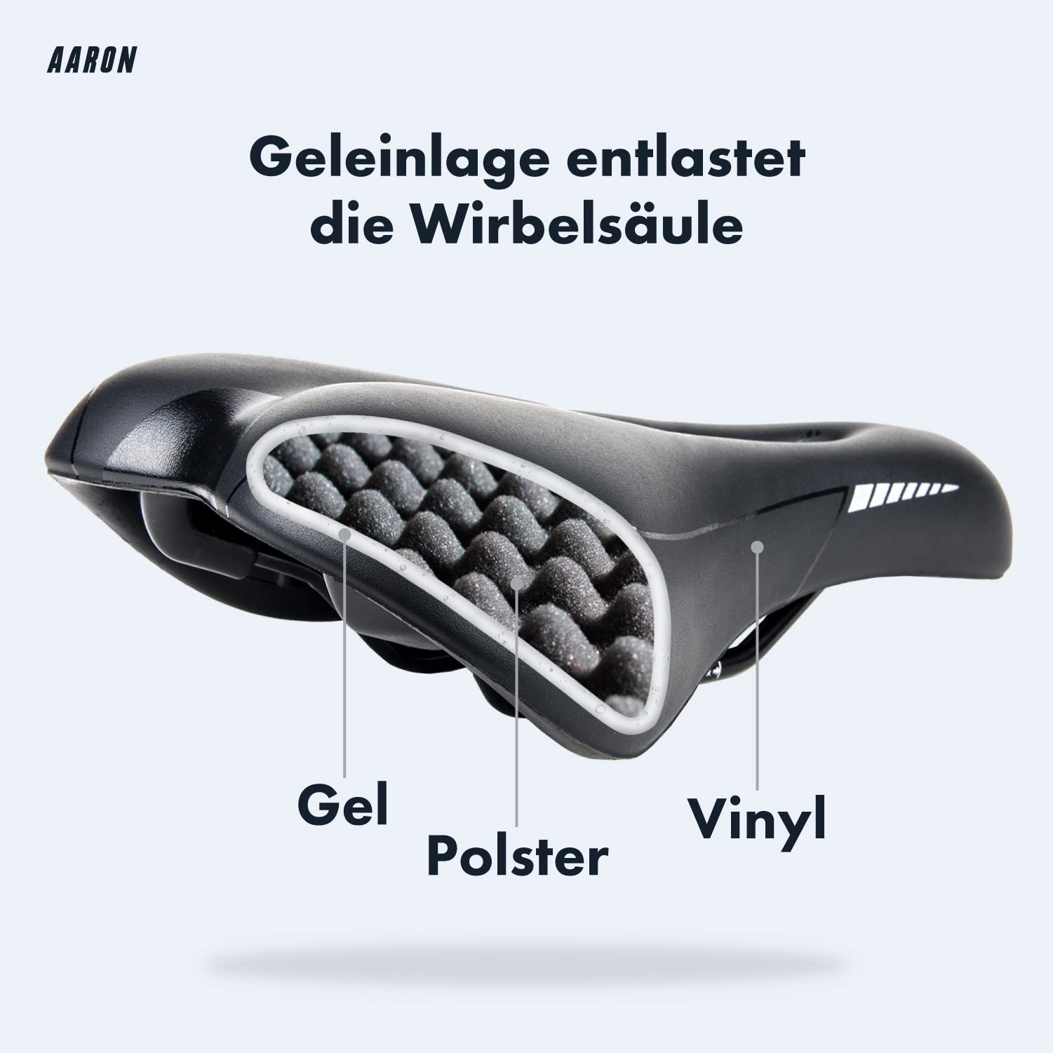 AARON Fahrradsattel - ergonomischer Fahrradsitz für Damen und Herren - Gelsattel ist bequem und wasserdicht - Fahrrad Sattel für Trekkingrad, Mountainbike, Stadtrad, E-Bike