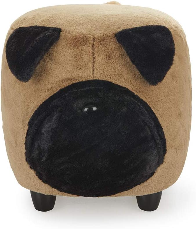 Balvi Le Pug Dog Footstool Very Silky Wooden Legs Brown
