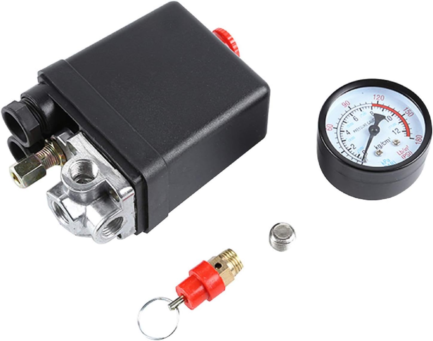 Dhouse Air Compressor Valve General Purpose Safety Valve Pressure Control Regulator Single Phase Compressor Rugged Compressor Pressure Regulator Air Valve Switch with Pressure Gauge Regulator