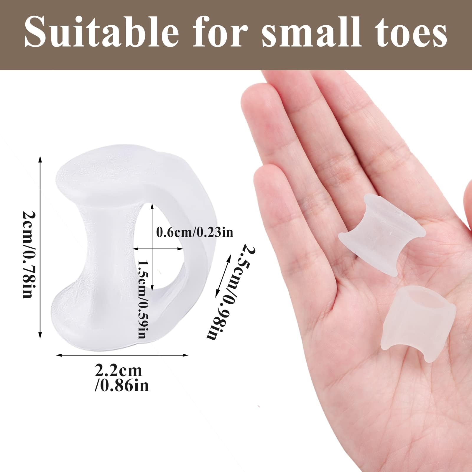 KAIAIWLUO Toe Separator,12 PCS Toe Separators for Overlapping Toes Gel Toe Spacers Toe Straightener Silicone Pinky Toe Spacers Little Bent Toe Cushions for Preventing Rubbing Relieve Pressure - Image 4
