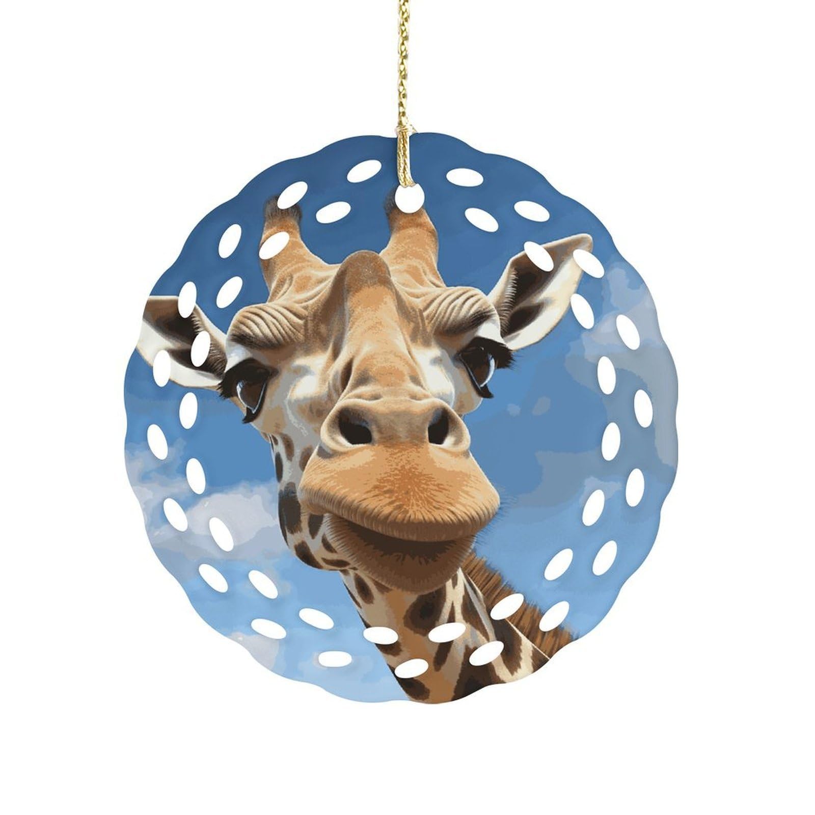 Fekiloot Women's Style Funny Giraffe Ceramic Ornaments 3 Inch Round,Holiday Keepsake For ,Girls,Pet Owners,Hanging Ornament Gifts Idea For Home