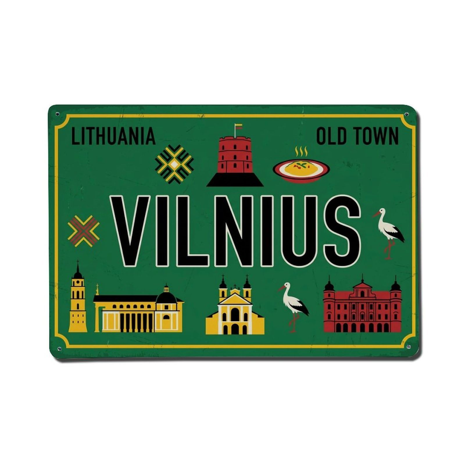 Cxhjca 8X12inch(20X30cm) Vintage Travel Vilnius Lithuania Cathedral Gates Metal Tin Sign