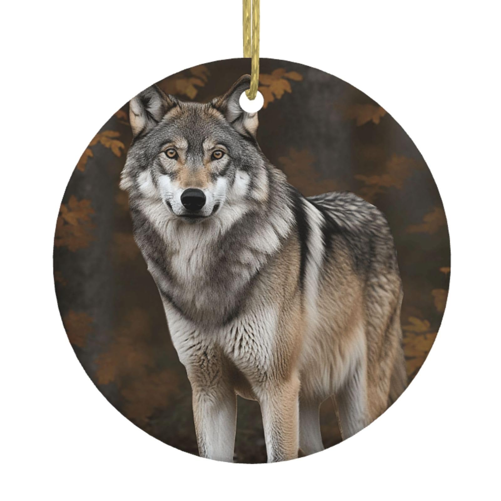 Fodpand Women's White Wild Wild Gray Wolf Christmas Ornaments 2025, Gift Exchange For Men, Collectible Ceramic Ornament Round Hanging Ornaments For Christmas Tree Decoration