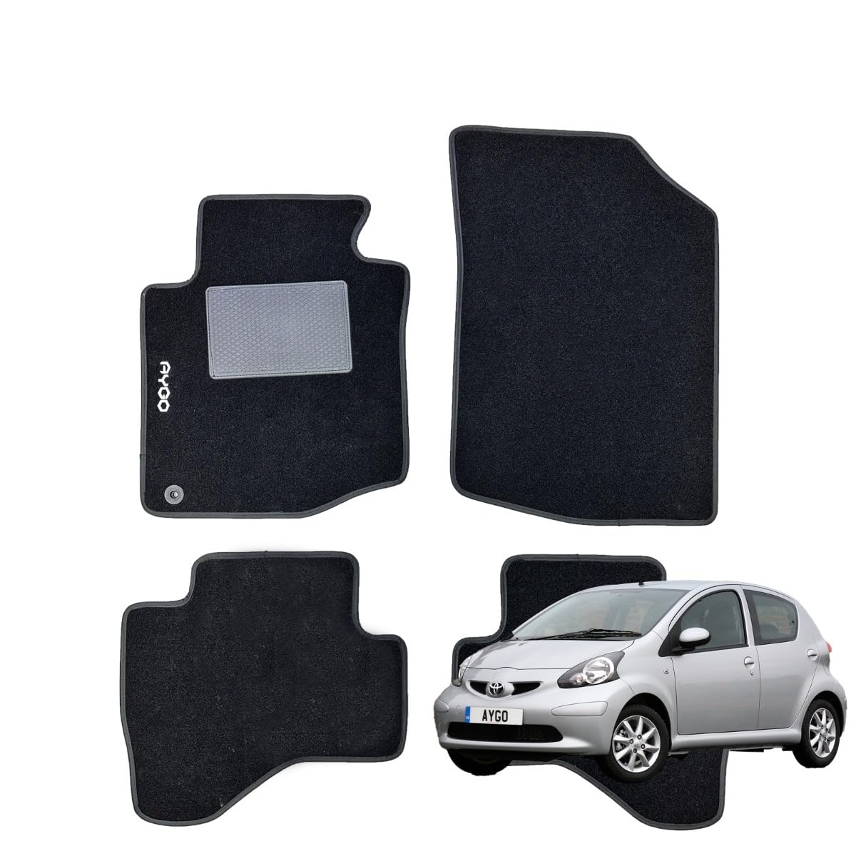 SERIE 4 TAPPETI - TAPPETINI IN MOQUETTE NERI PER AYGO dal 2005 al 2014