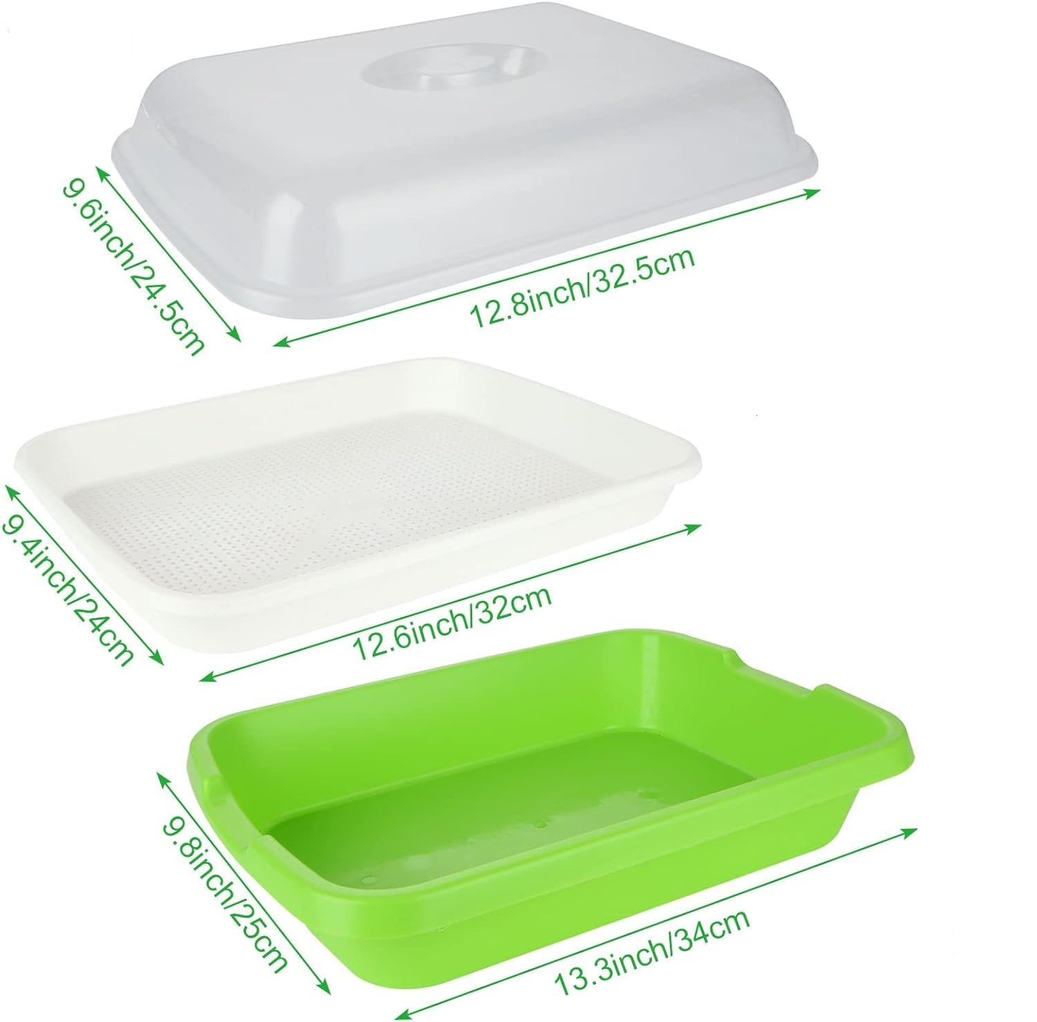 Kshavi Seed Sprouter Trays, Germination Tray BPA Free Nursery Tray Microgreens Growing Kit with 500ml Empty Spray Bottle and Germination Paper for Sprouting Seeds, Beans, Wheatgrass (Pack of 2) 2