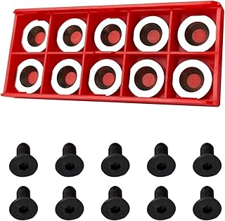 10Pcs 16mm Round Carbide Inserts Indexable Replacement Cutters Inserts Knives Set with Screws Fits for Full and Pro Size Popular DIY Woodworking Lathe Wood Turning Finisher Hollower Tools