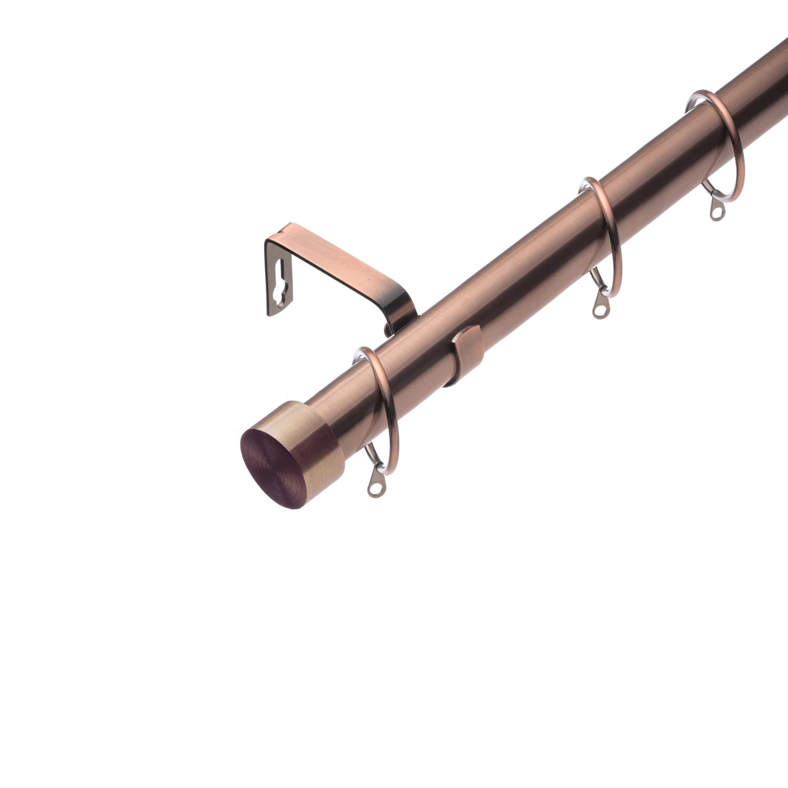 Lister Cartwright 28mm Antique Copper Adjustable Extendable Metal Curtain Pole Set Rings with Stopper Finial Voile Easy fit to Outdoor, Bedroom, Living Room (120-220 cm)