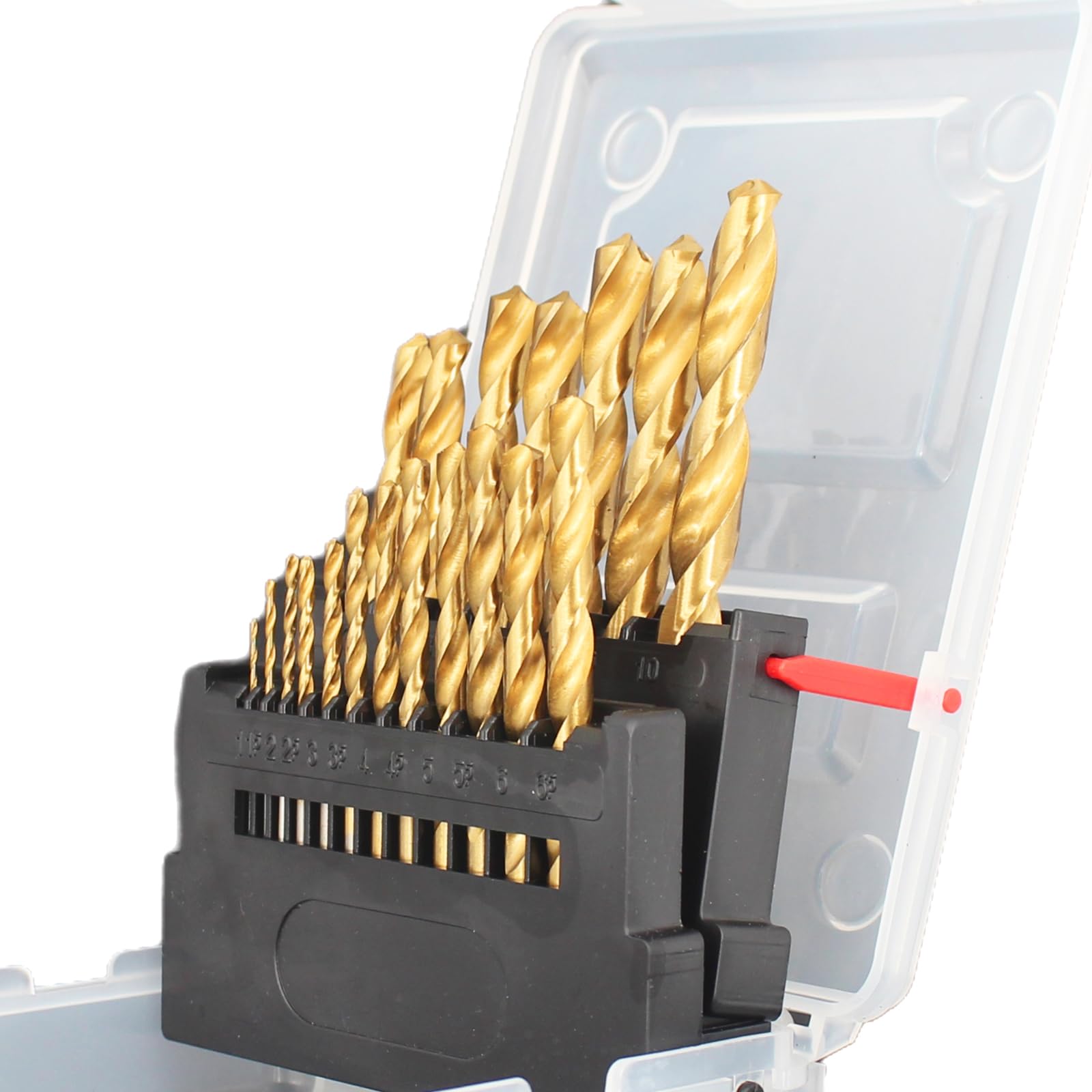 Hymnorq Metric Jobber Twist Drill Bits Set of 19pcs, 1.0 to 10mm by 0.5mm, Titanium Coated HSS, Straight Shank and Convinient Index Case for Wood