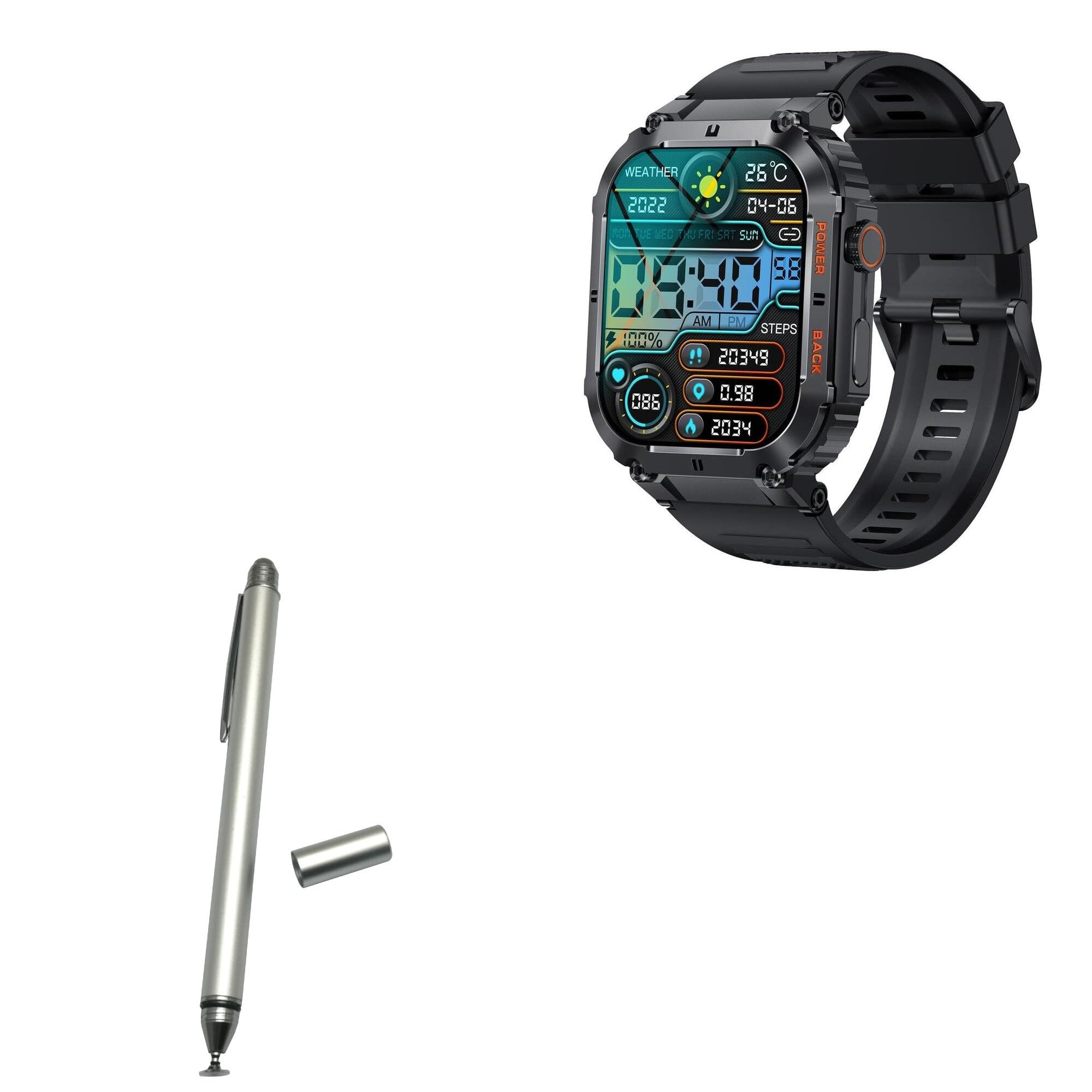 BoxWave Stylus Pen Compatible with Intelligent Galaxy IG-68 - DualTip Capacitive Stylus, Fiber Tip Disc Tip Capacitive Stylus Pen - Metallic Silver