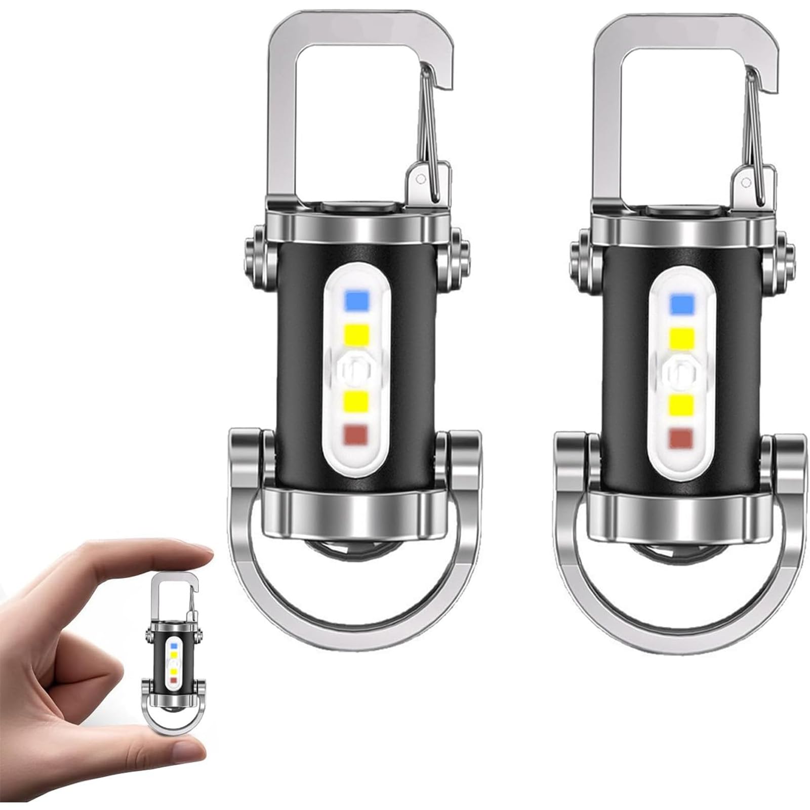 YUWENW キーチェーンライト 小型懐中電灯 2個セット キーホルダー 防水 小型 超高輝度 軽量 明るい ポータブルLEDワークライト USB充電式 ライト 多機能 緊急 防災 停電 紛失予防 停電対策 ミニパワフルLED懐中電灯 多機能 釣り 登山 Type-C充電対応