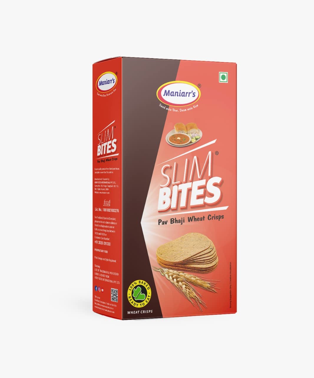 Maniarr's Slim Bites Khakhara (Wheat Crisps) - Pav bhaji Khakhara, Healthy & Crispy, 100% Natural Ingredient, Low Carb Snack 180gm