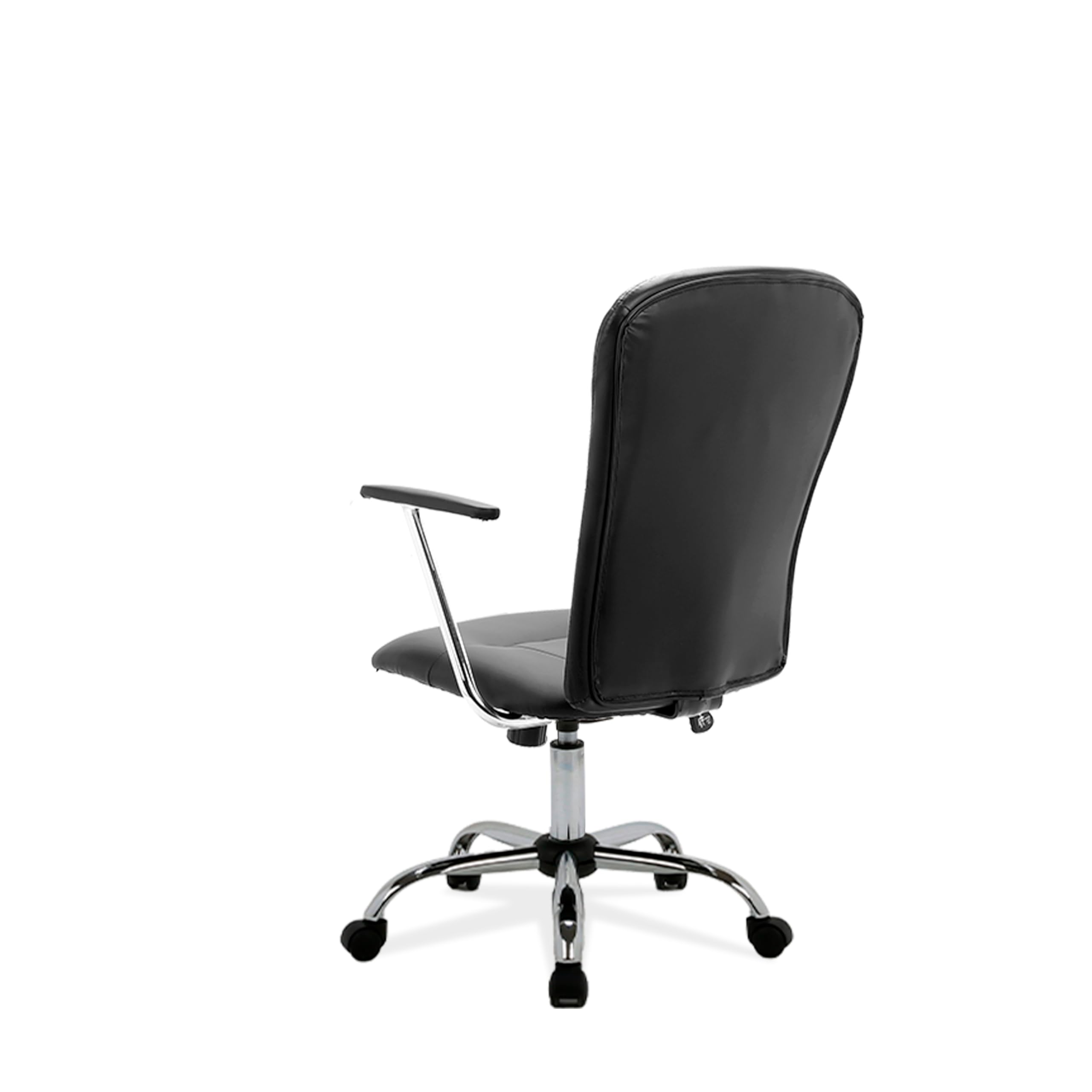 La Silla Española - Silla de Oficina o Estudio Estilo Director con reposabrazos, Respaldo tapizado y Base cromada con Ruedas deslizantes, Color Negro, Modelo Medinaceli, 47x44x109 cm
