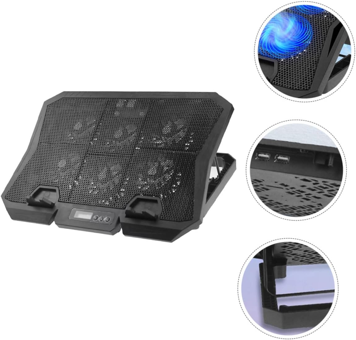 KICHOUSE Laptop Cooling Pad with 6 Fans 15.6-inch Quiet USB Cooling Stand for Gaming and Office Laptops, Adjustable Speed Blue LED Cooler for Heat Dissipation