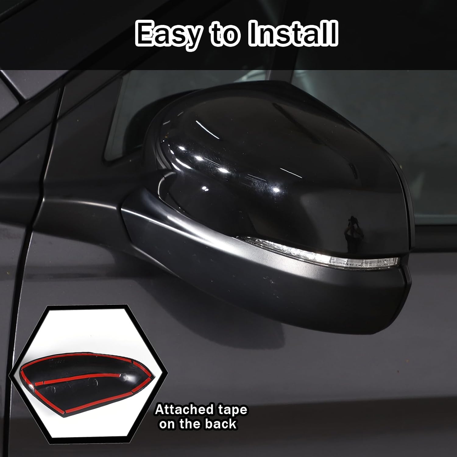 2PCS Rearview Mirror Covers for Honda Pilot 2016-2022/ Ridgeline 2020-2024/ Passport 2019-2024, ABS Material Door Side Mirror Guard Cover Cap Exterior Accessories (Glossy Black)