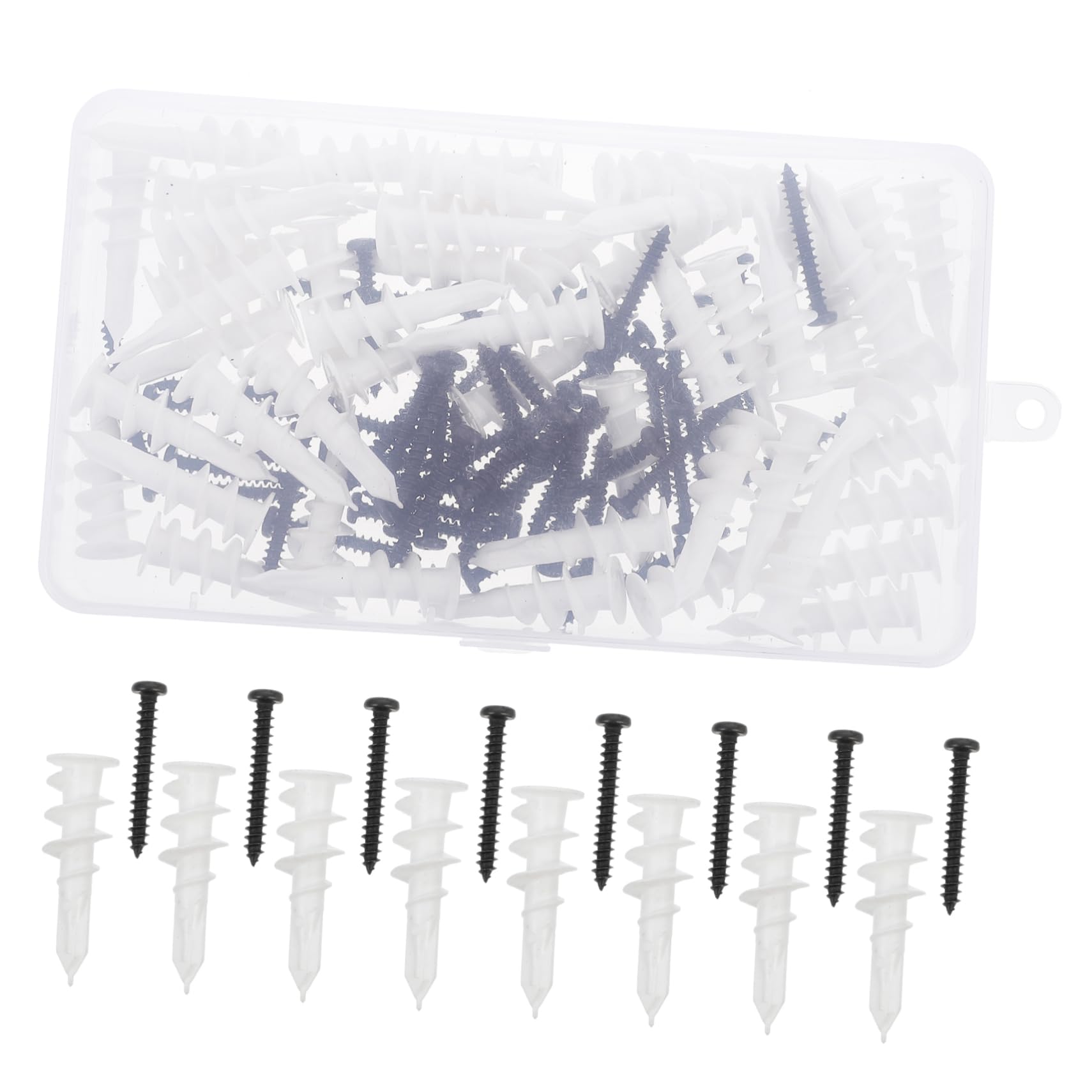Cabilock 1 Set Plastic Anchors and Screws Set Self Drilling Threaded Screws for Drywall Installation Easy to Use for Hanging Shelves and Fixtures Includes Storage Box