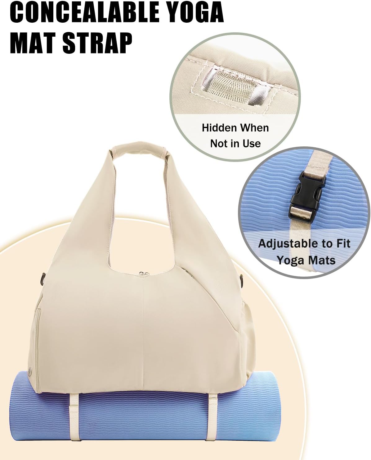 Gym Bag for Women with Shoe Compartment Yoga Mat Bag with Wet Pocket and Water Bottle Holder Weekender Bag with Strap - Image 3