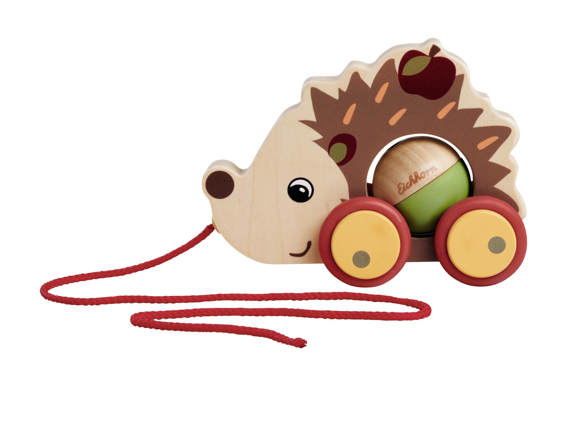 Eichhorn 100006802 - Nachzieh-Igel mit beweglicher Kugel und Soundfunktion, 16 cm, geräuschlose Silikonräder, aus 100% FSC Zertifiziertem Sperrholz, ab 1 Jahr