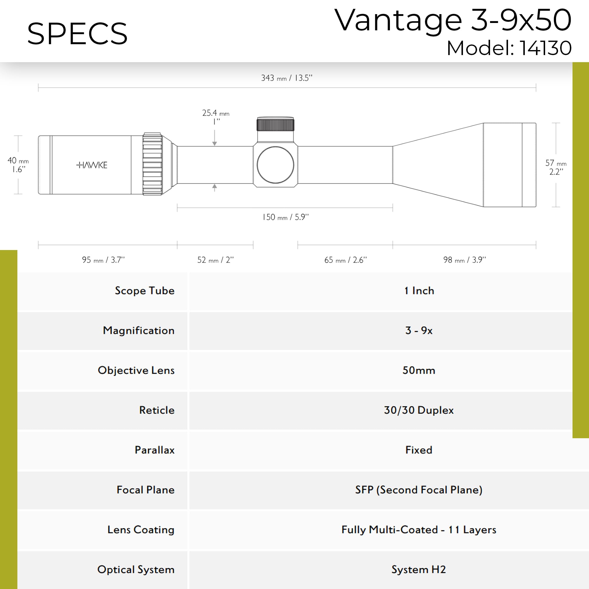 Hawke VANTAGE 3-9X50 luneta celownicza, czarna, M