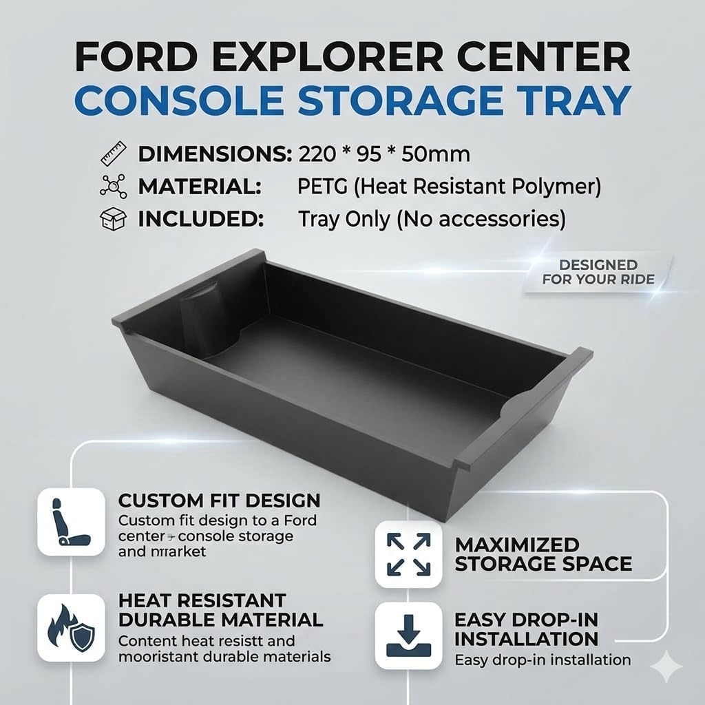 Center Console Organizer Tray Compatible with Explorer 2025 2026, Upgraded Armrest Storage Insert Compatible with Explorer Active ST, Easy Install Interior Accessory