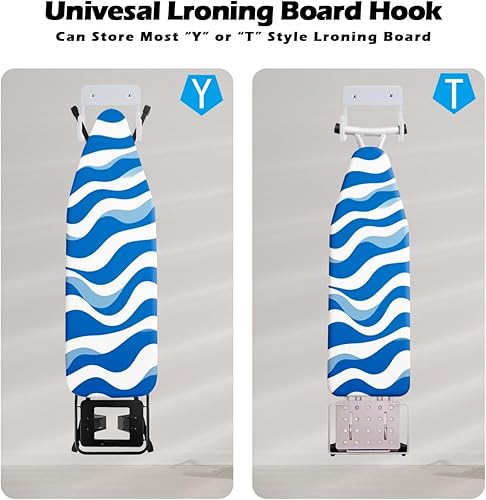 Miniatura 2 de Soporte de pared para tabla de planchar de 5 pulgadas, soporte de metal para lavandería, ahorro de espacio y fácil instalación, color blanco