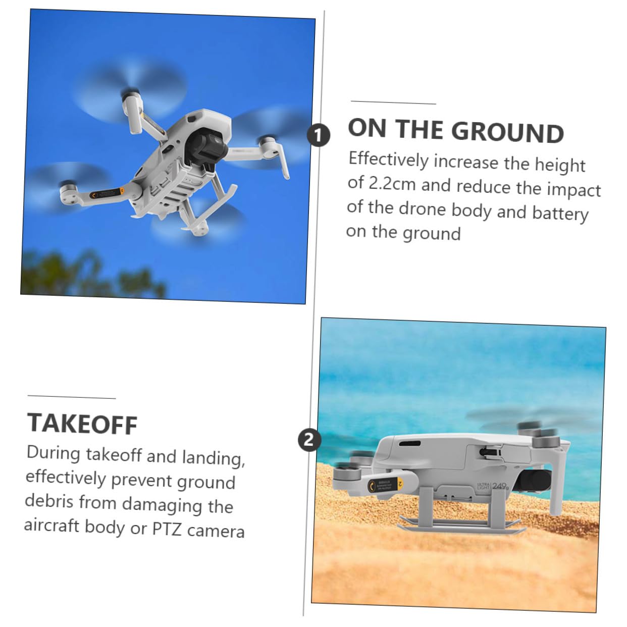 Protector de Hélices Extendido para Dron Mini con Anillos de Protección y Tren de Aterrizaje Ligero Compatible