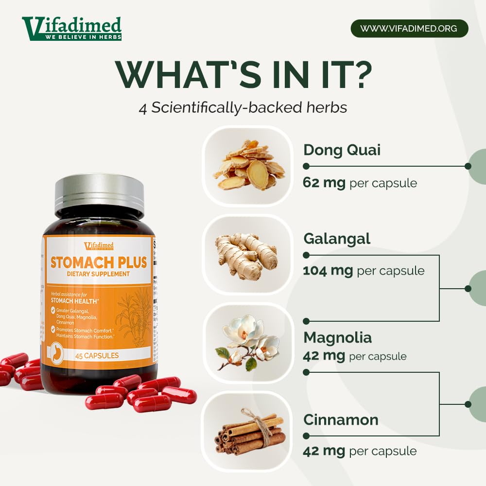 Stomach Plus, Herbal Ulcer & Gastritis Support, Stomach Lining Integrity, Gastric Upset, Gastric Upset, Motility Support, with Galangal, Dong Quai, Cinnamon & Magnolia. 90 Capsules — Amazon image 6