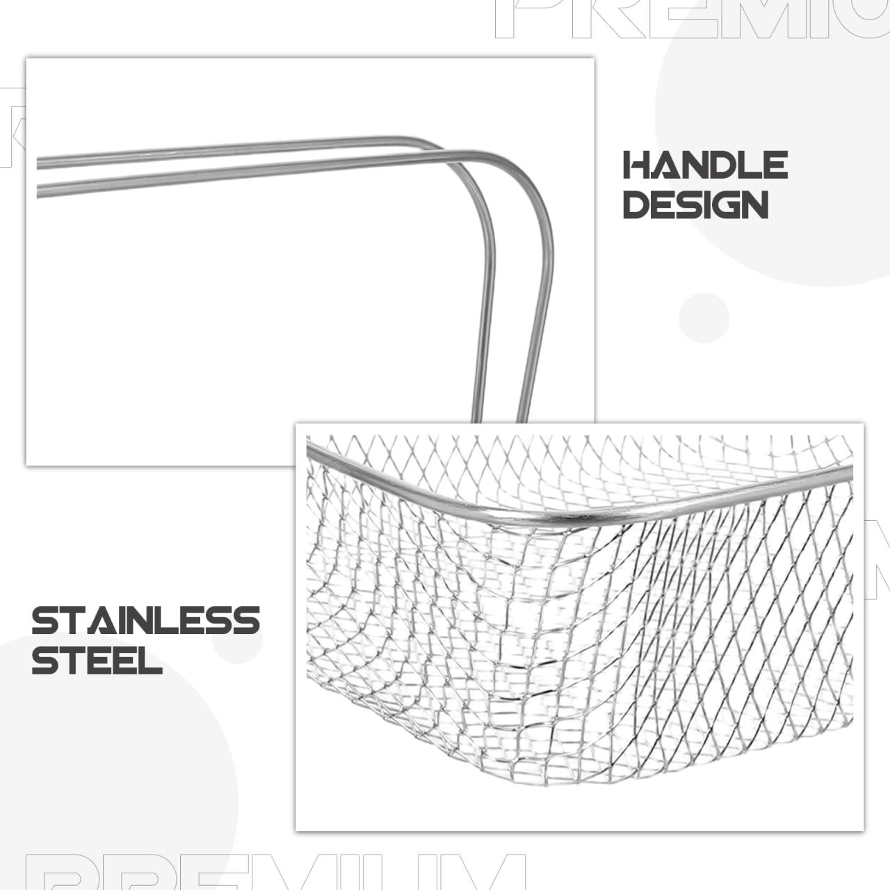 MAGICLULU Square Air Fryer Basket Mesh Metal Fry Basket With Handle For - View #10