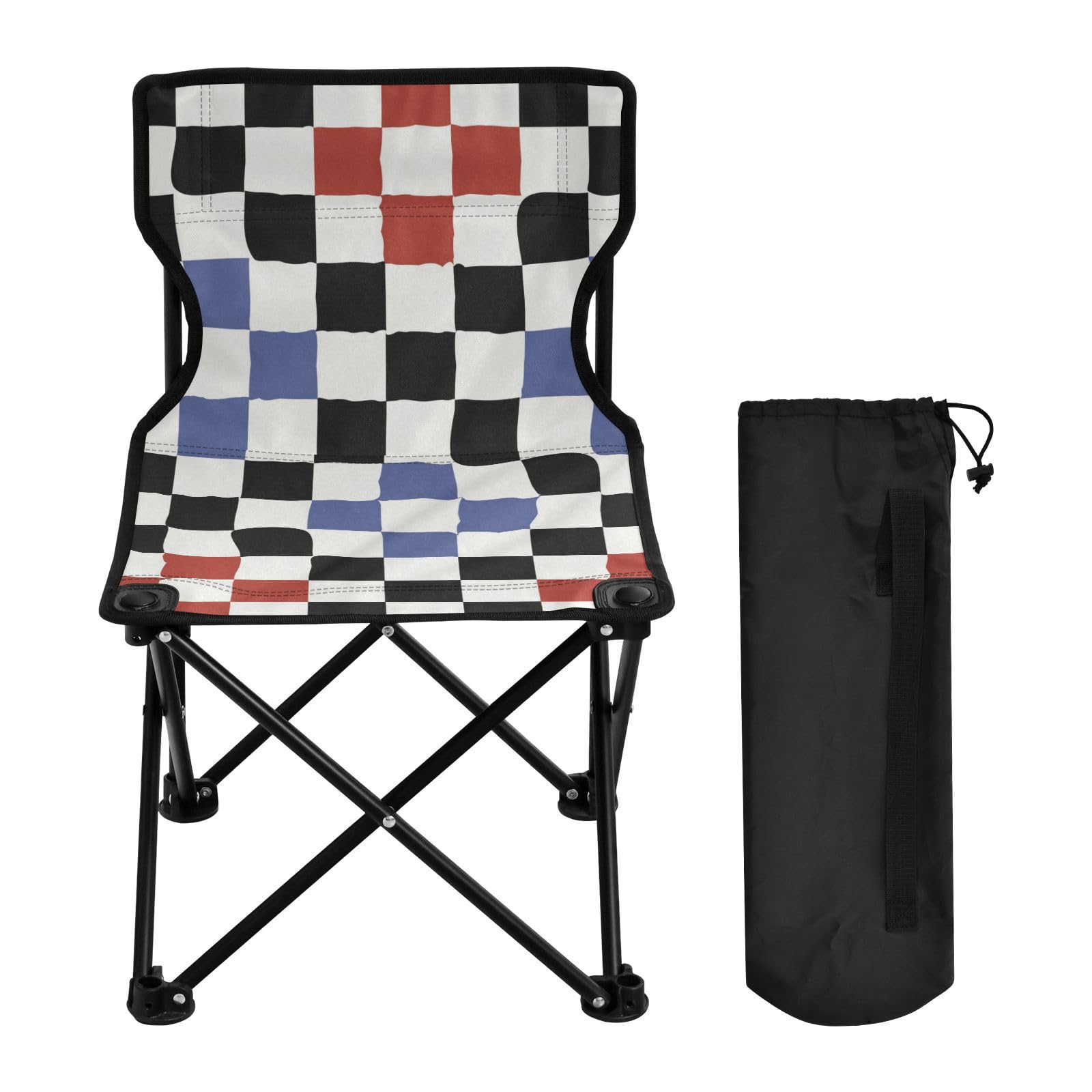 Racing Grid Buffalo Plaid Check Kompaktowe ultralekkie krzesło obozowe ultralekkie składane krzesło zawiera torbę do przenoszenia, krzesła turystyczne, plecak z plecakiem, ultralekki, do podróży