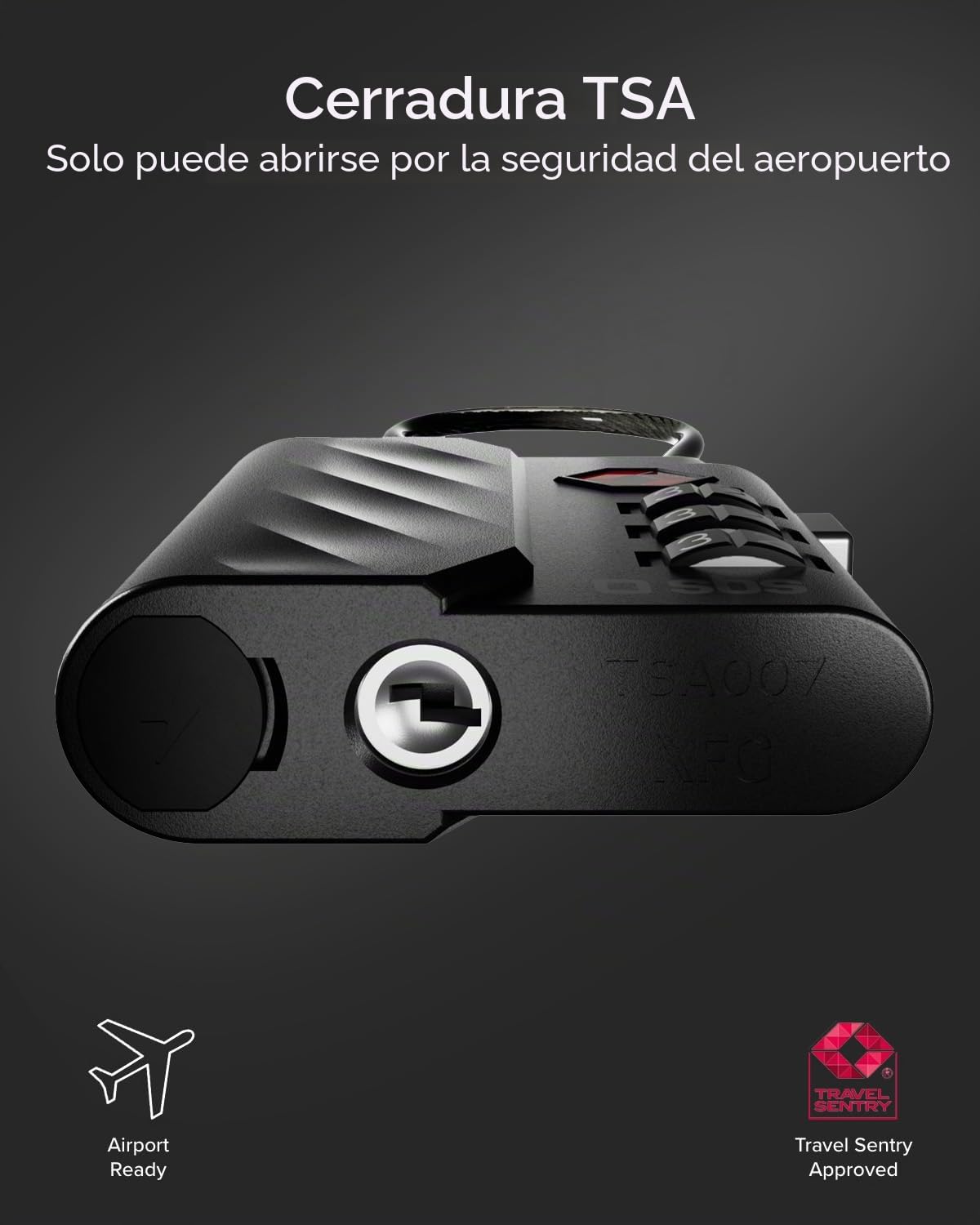 SBS Track My Lock - Candado TSA con localizador Finder Integrado, Compatible con Apple Dove è (iOS), Bloqueo de combinación de 3 dígitos, Alarma de 60 dB, Carga USB-C, Ideal para Maletas y Bolsos