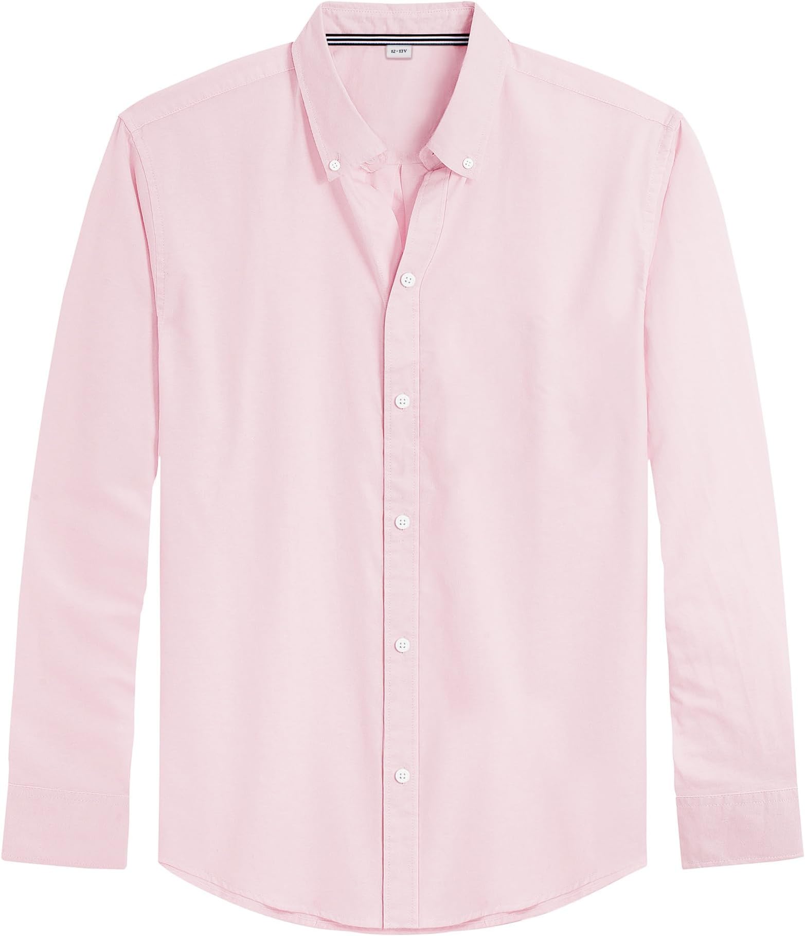 J.VER Boy's Long Sleeve Oxford Dress Shirts Solid Casual Button Down Collar Shirt Kids Formal Light Pink 8 Years-9 Years