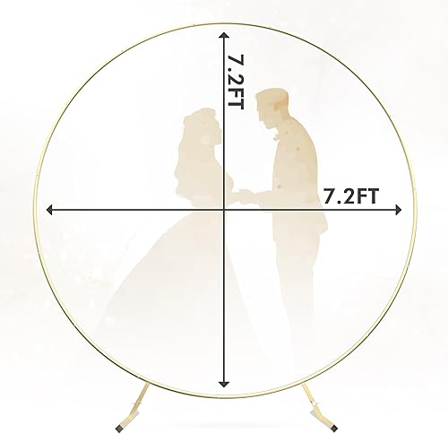Miniatura 2 de Soporte de telón de fondo redondo de 7.2 pies - Soporte de fondo circular para arco de globo dorado - Soporte de fondo de arco de boda de metal -