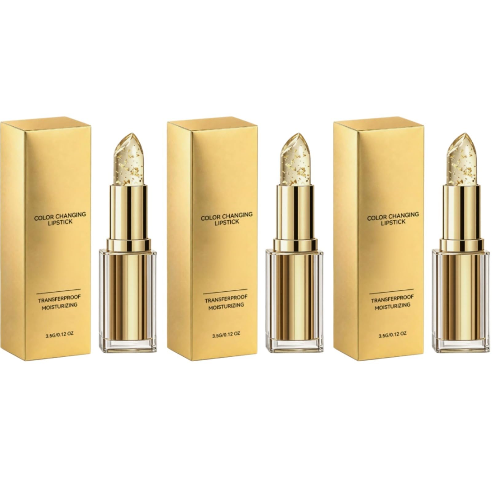 Rossetto trasparente glitter-oro, cambio colore pH,
