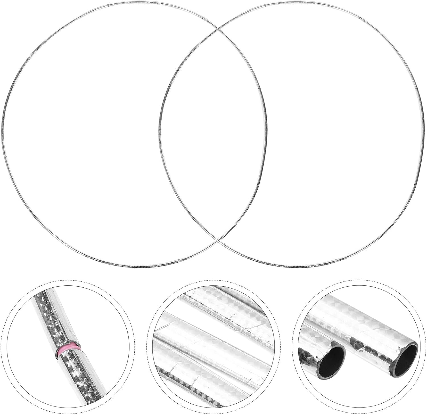 Lurrose 2 Sets Silver Balloon Arch Frames Balloon Garland Stand Circle Ring for Wedding Ceremony Party Decorations Birthday Event Supplies