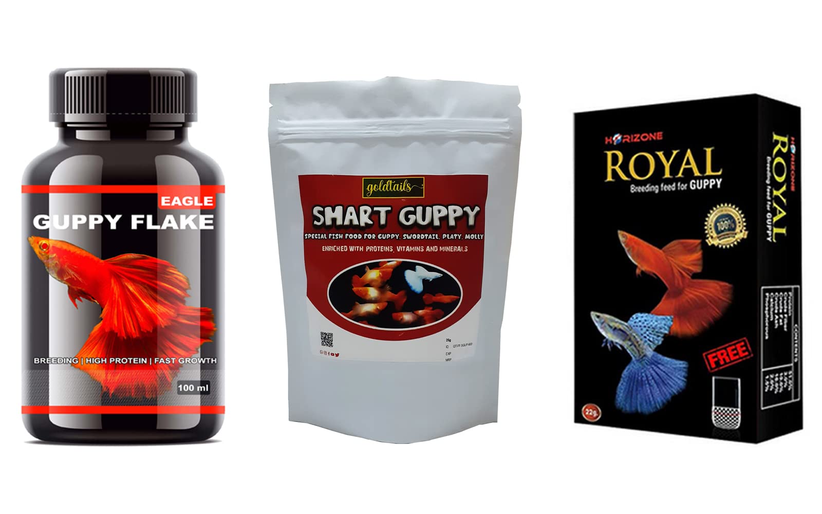 Best Guppy Fish Foods 3n1 Combo Goldtails Smart Guppy Fish Food Royal Guppy Food and Eagle Guppy Food (B09YNHY76H) Amazon Price History, Amazon Price Tracker