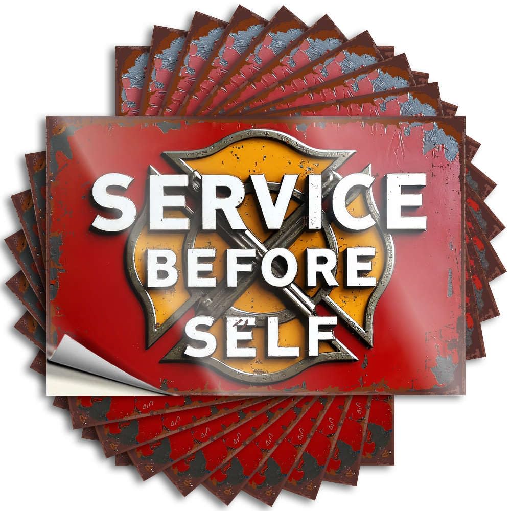 Service Before Self. Helmet Encouraging - Home Gym Decor Stickers Self Adhesive Sticker(12X18CM)