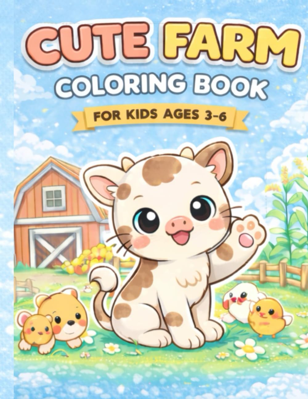 Cute Farm Coloring Book for Kids Ages 3–6: Fun and Easy Farm Animals Coloring Pages for Toddlers and Preschool Boys & Girls | 50 Adorable Barnyard Designs